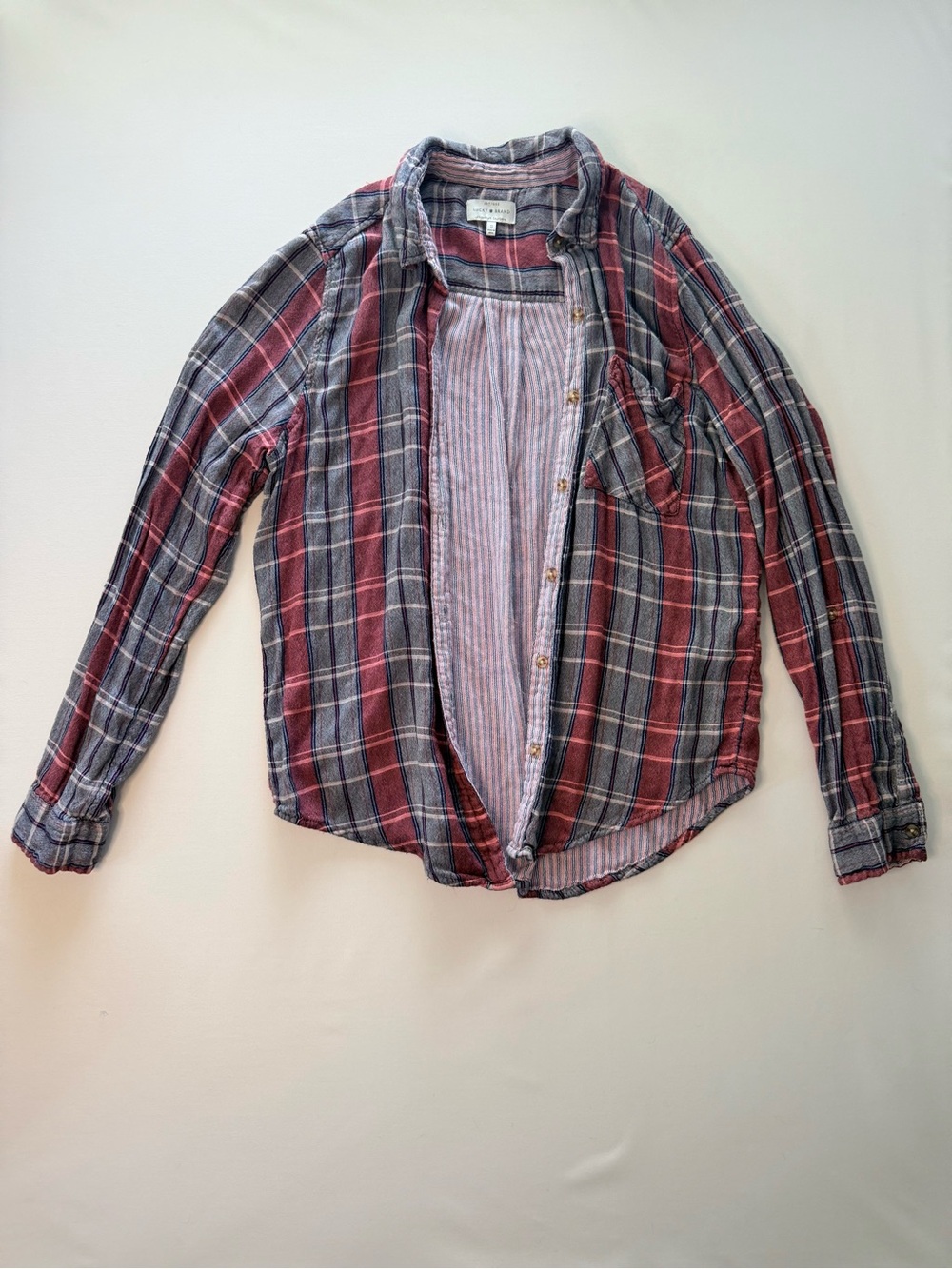 Lucky Brand Plaid Button-Up Shirt in Red and Gray